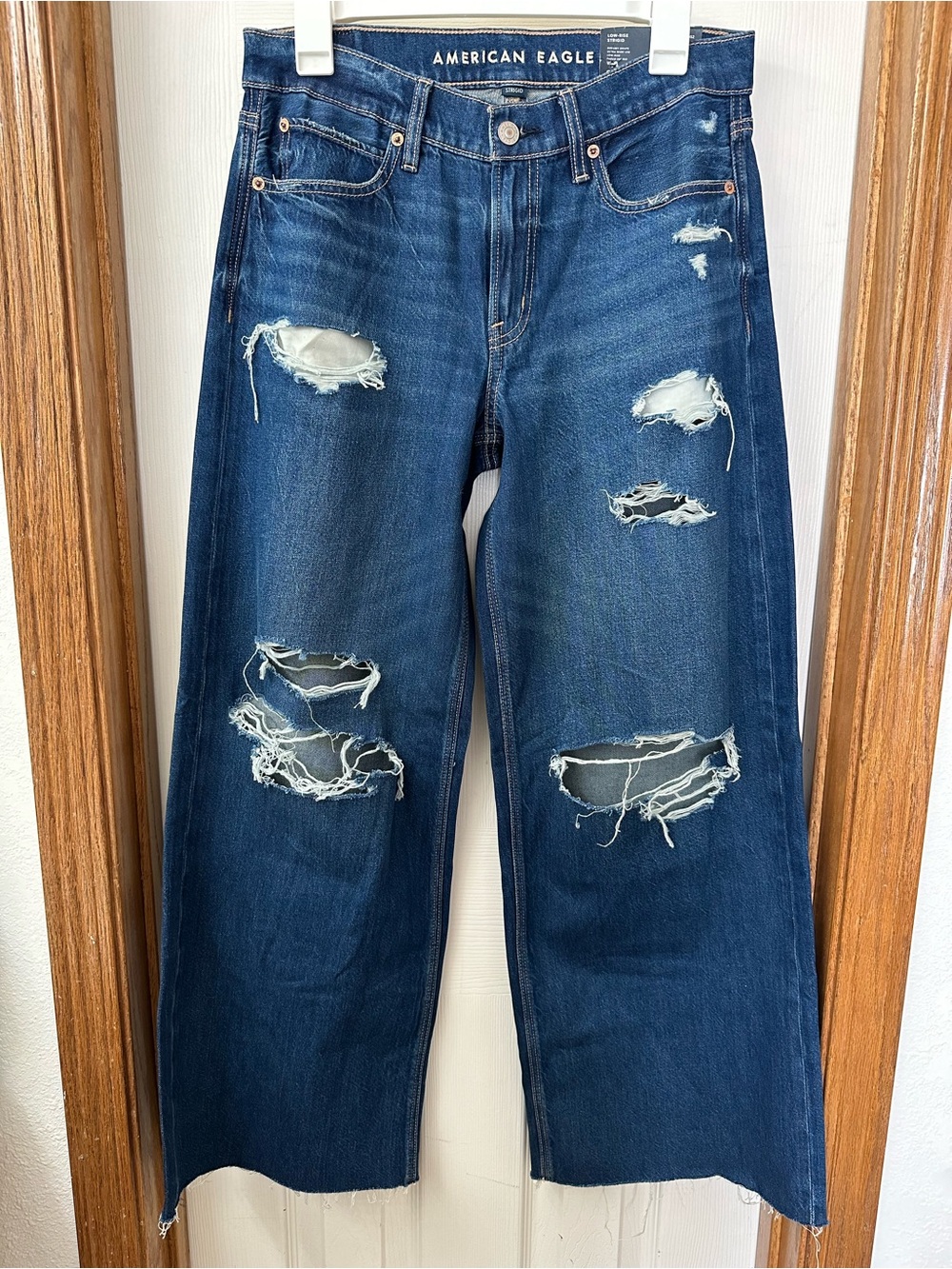 NWT American Eagle Low-Rise Baggy Ultra Wide Leg Jeans 2/26 Dreamy Drape Strigid